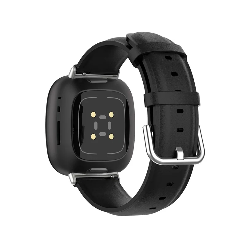Cinturino per smartwatch in pelle genuina per Fitbit Versa 3/Sense - Nero