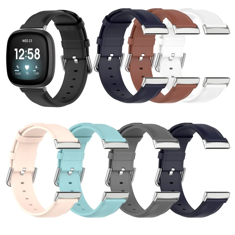 Cinturino per smartwatch in pelle genuina per Fitbit Versa 3/Sense - Nero