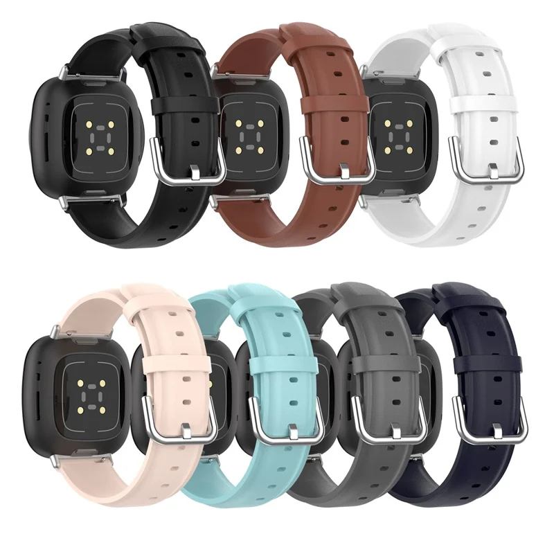 Cinturino per smartwatch in pelle genuina per Fitbit Versa 3/Sense - Nero