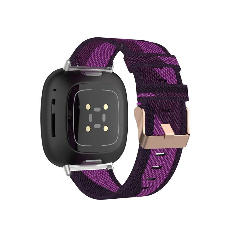 Замените Ремешок Для Fitbit Versa 3/Sense Nailon Canvas Watch Band - Фиолетовые Полосы