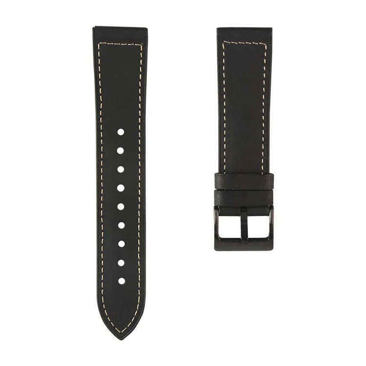 22mm Nähende Dekor Lederbeschichtete TPU-Uhren-Band - Schwarz