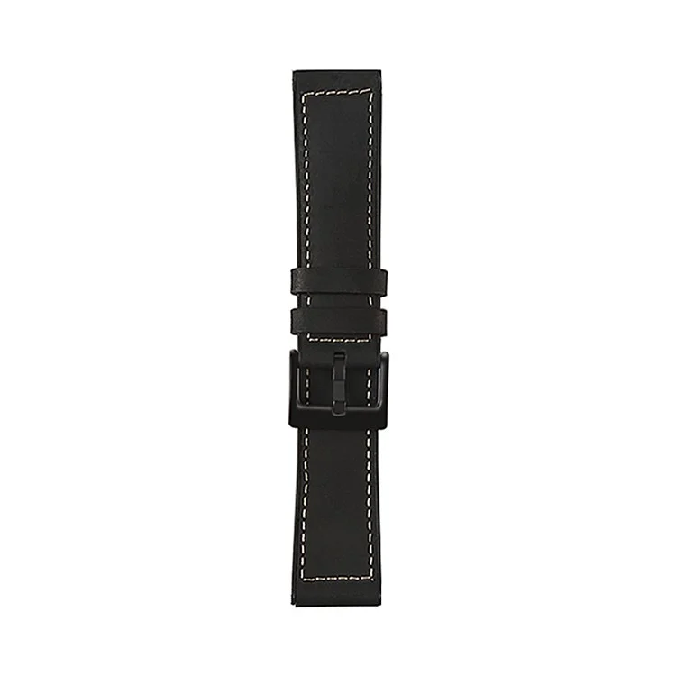 22mm Nähende Dekor Lederbeschichtete TPU-Uhren-Band - Schwarz