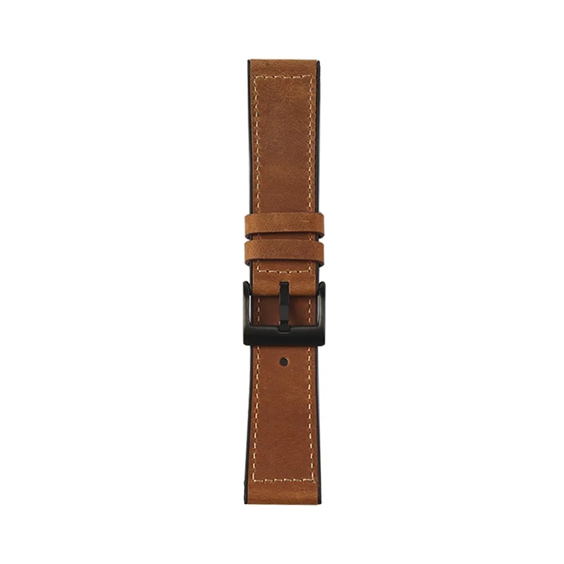 22mm Stitching Decor Leather Coated TPU Watch Band - Crazy Horse Brown