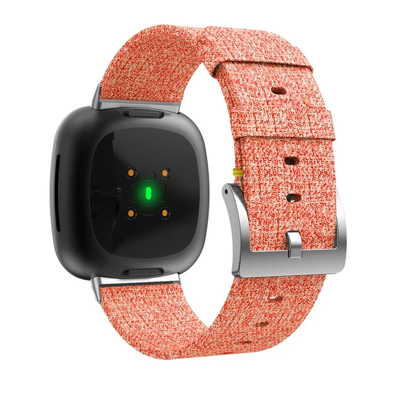 For Fitbit Versa 3/Sense Canvas Woven Watch Strap Pin Buckle Wristband Replacement - Orange