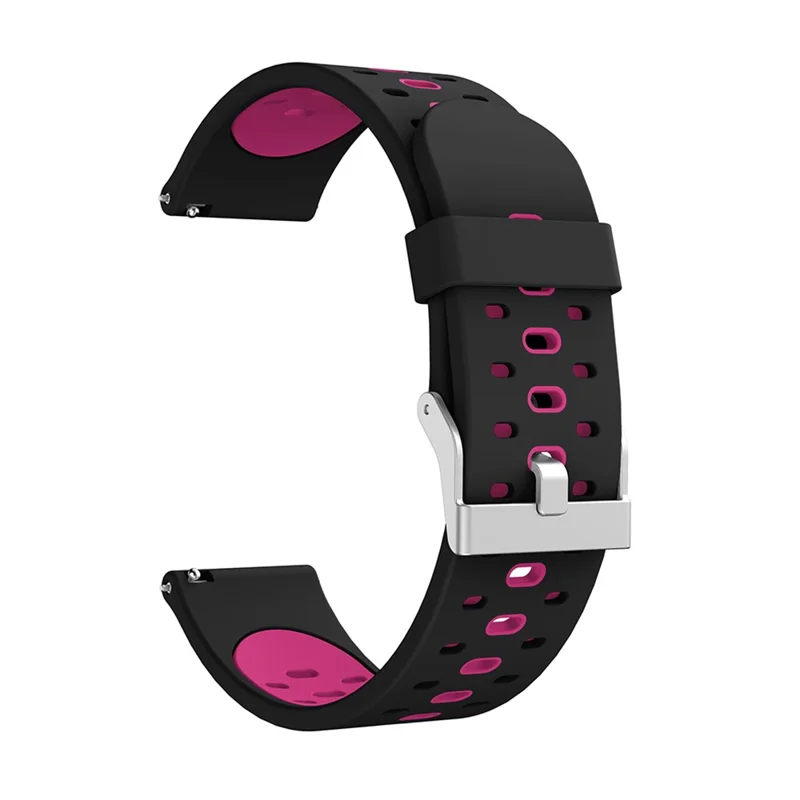 20mm Dual-colors Silicone Watch Replace Band for Samsung Galaxy Watch3 41mm - Black/Rose