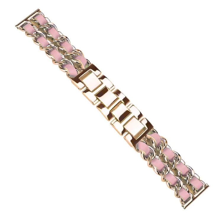 Stainless Steel+PU Leather Watch Strap 20MM Smart Watch Strap Replacement for Polar Pacer Pro - Rose Gold/Pink