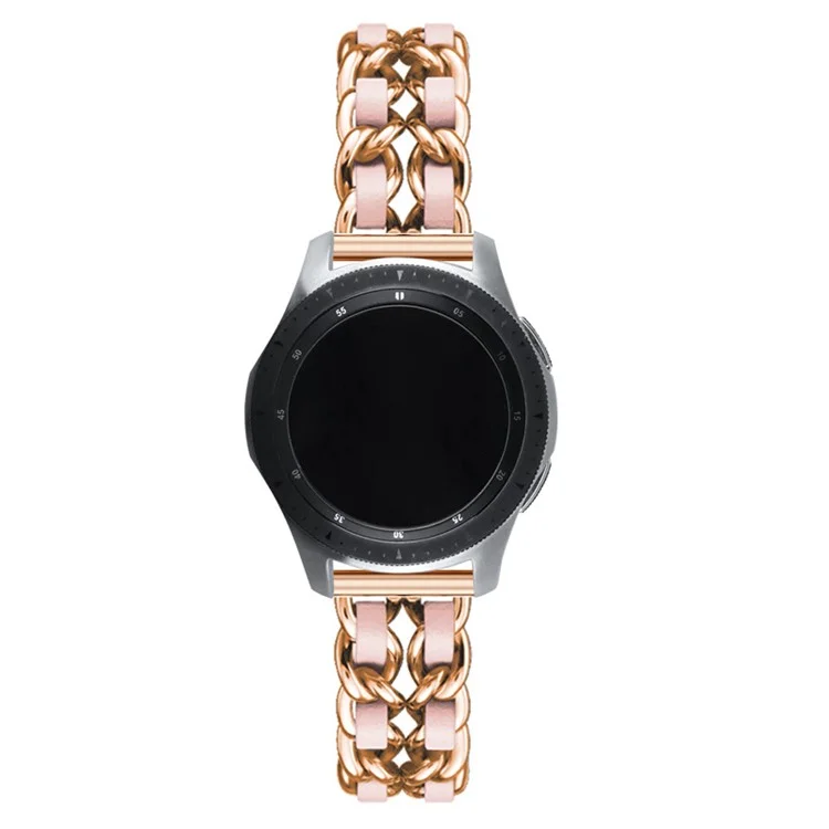 Stainless Steel+PU Leather Watch Strap 20MM Smart Watch Strap Replacement for Polar Pacer Pro - Rose Gold/Pink