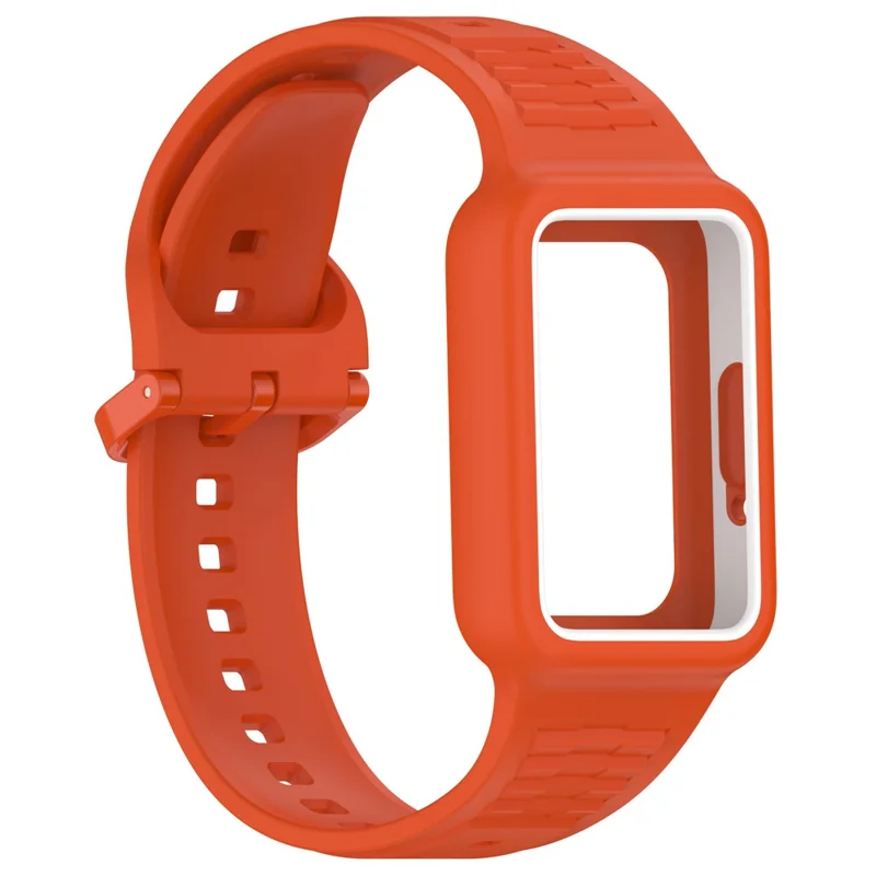 For Samsung Galaxy Fit3 (SM-R390) Watch Strap Integrate Silicone Watch Band with Case - Orange