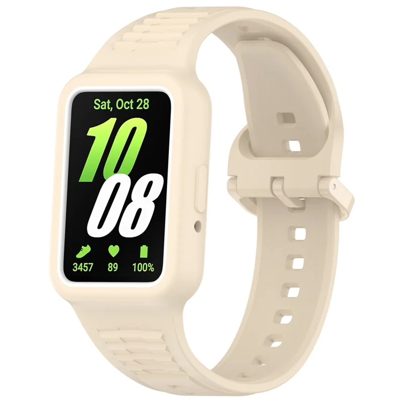 For Samsung Galaxy Fit3 (SM-R390) Watch Strap Integrate Silicone Watch Band with Case - Apricot