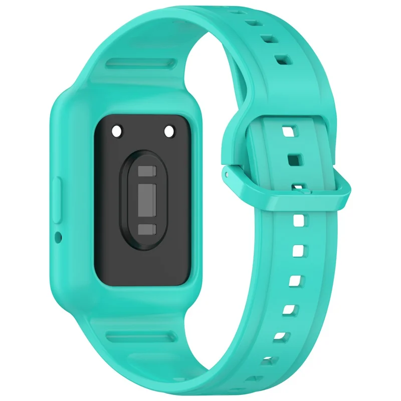 For Samsung Galaxy Fit3 (SM-R390) Watch Strap Integrate Silicone Watch Band with Case - Cyan