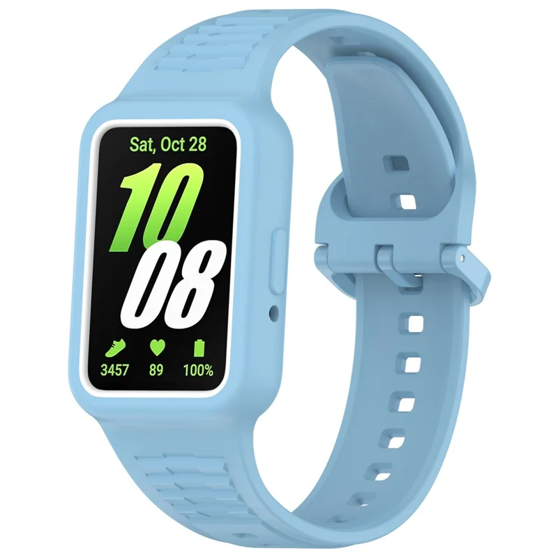 For Samsung Galaxy Fit3 (SM-R390) Watch Strap Integrate Silicone Watch Band with Case - Sky Blue