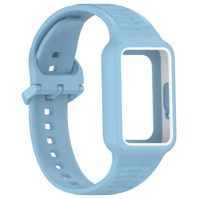 For Samsung Galaxy Fit3 (SM-R390) Watch Strap Integrate Silicone Watch Band with Case - Sky Blue