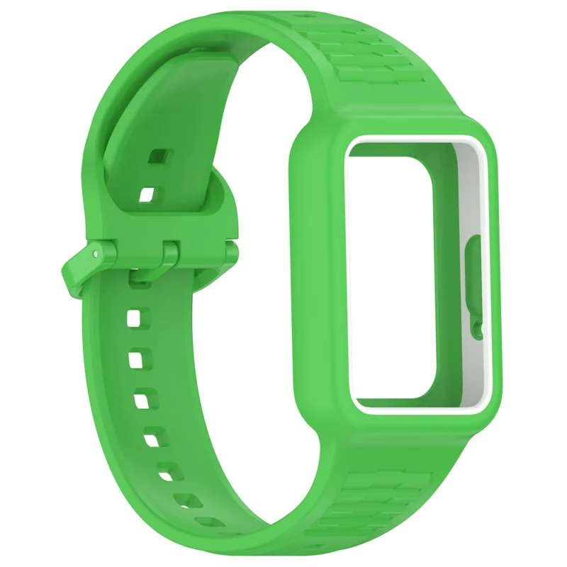 For Samsung Galaxy Fit3 (SM-R390) Watch Strap Integrate Silicone Watch Band with Case - Fluorescent Green