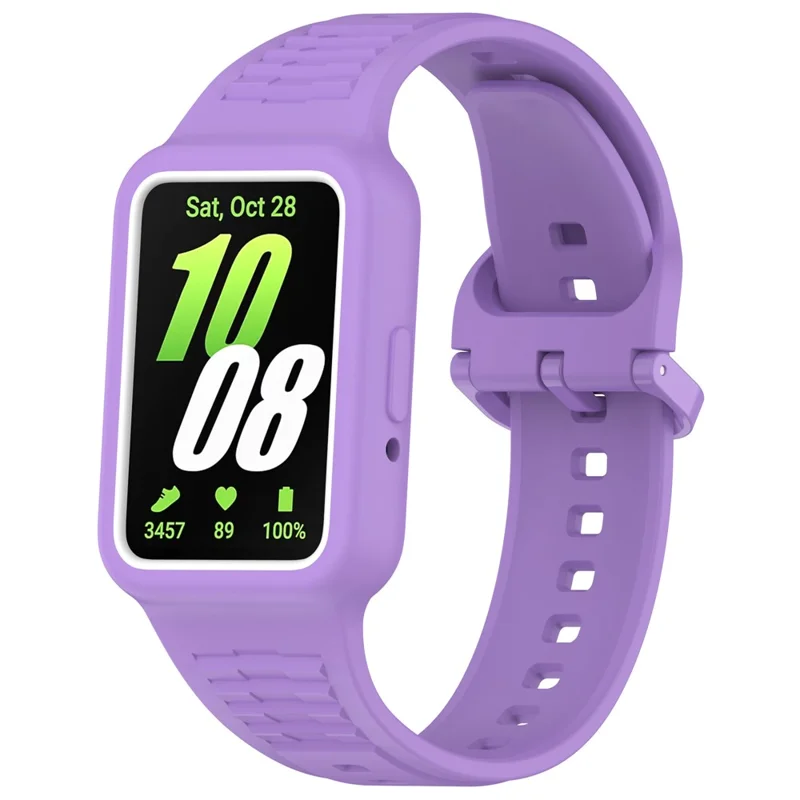 Для ремешка часов Samsung Galaxy Fit3 (SM-R390) Интегрированный силиконовый ремешок для часов с чехлом - фиолетовый