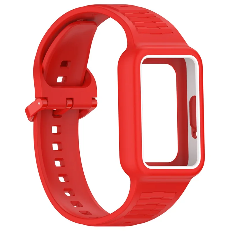 For Huawei Band 7 / Band 8 / Band 8 NFC / Band 9 / Band 9 NFC Integrated Silicone Strap Watch Case Replacement Wrist Band - Red