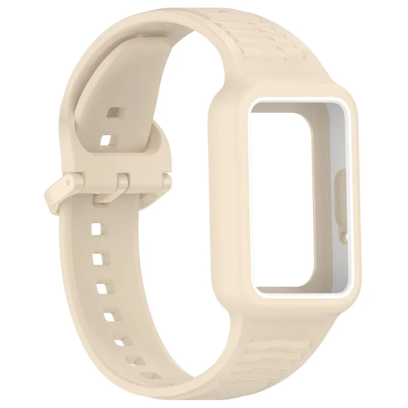 Para Huawei Band 7 / Band 8 / Band 8 NFC / Band 9 / Band 9 NFC Integrated Silicone Strap Watch Case Replacement Wrist Band - Bege