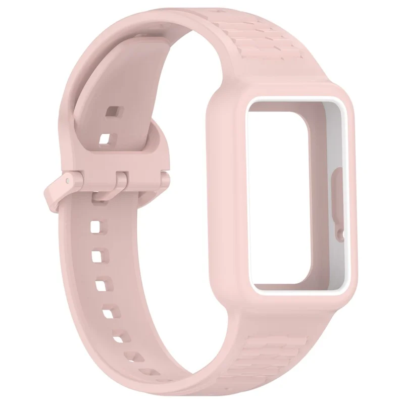 Für Huawei Band 7 / Band 8 / Band 8 NFC / Band 9 / Band 9 NFC Integrierter Silikonarmband-Uhrengehäuse-Ersatzarmband - Hellrosa