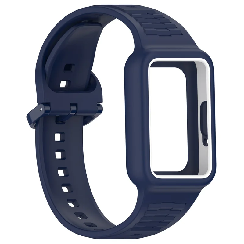 For Huawei Band 7 / Band 8 / Band 8 NFC / Band 9 / Band 9 NFC Integrated Silicone Strap Watch Case Replacement Wrist Band - Midnight Blue