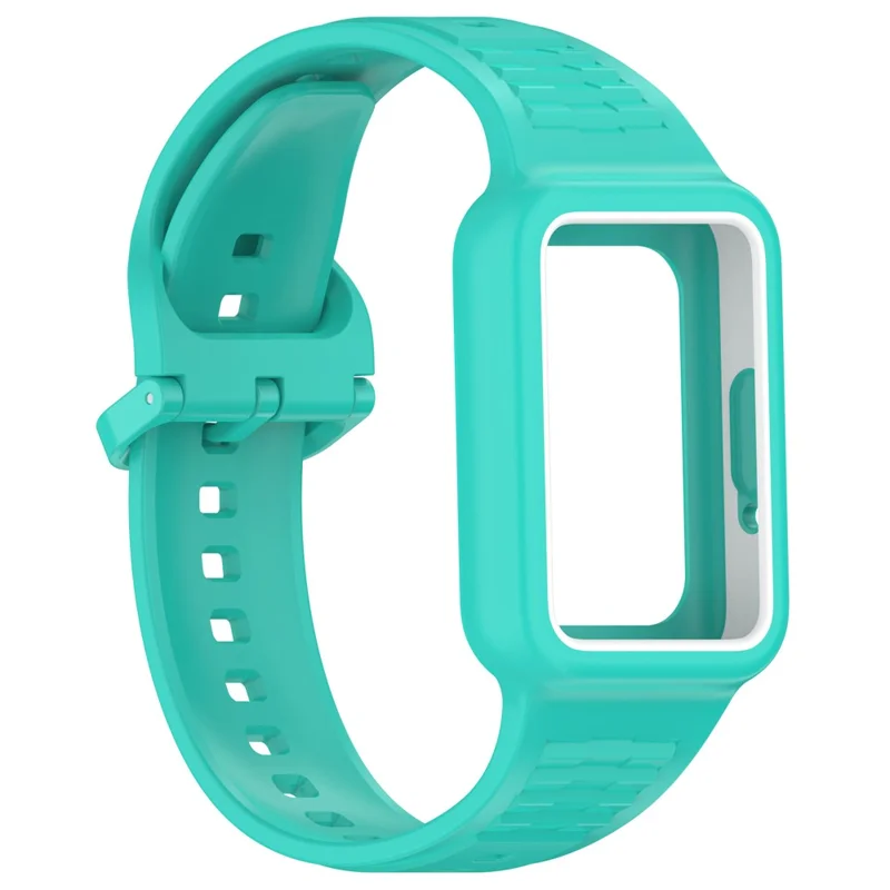 For Honor Band 9 Silicone Watch Band Wrist Strap with Watch Case - Cyan