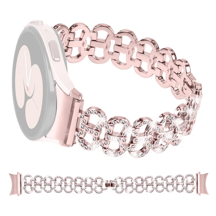 Para Samsung Galaxy Watch6 40mm 44mm / Watch6 Classic 43mm 47mm Adornos de Strass Forma de Calabaza Banda de Reloj Aleación Correa - Rosa