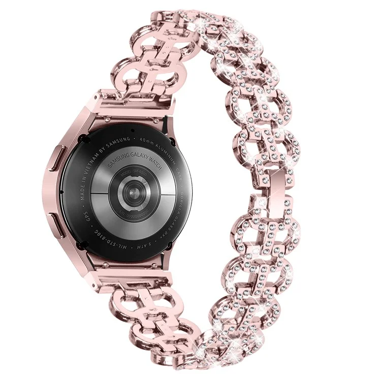 Para Samsung Galaxy Watch6 40mm 44mm / Watch6 Classic 43mm 47mm Adornos de Strass Forma de Calabaza Banda de Reloj Aleación Correa - Rosa