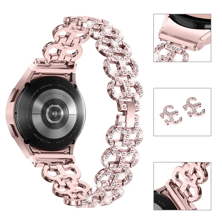 Para Samsung Galaxy Watch6 40mm 44mm / Watch6 Classic 43mm 47mm Adornos de Strass Forma de Calabaza Banda de Reloj Aleación Correa - Rosa