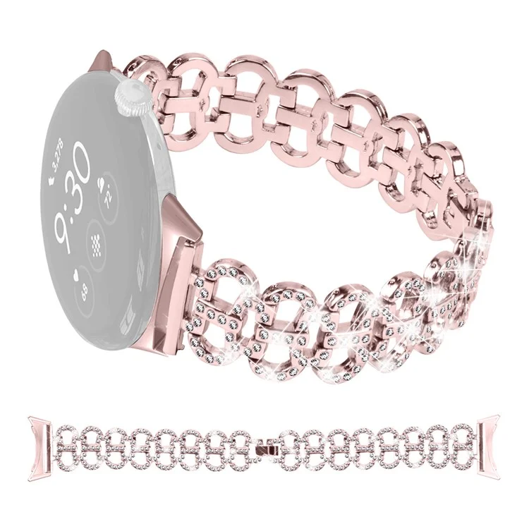 Para Google Pixel Watch 3 41mm / Watch 2 / Pixel Watch Alloy Strap Rhinestones Decor Gourd Shape Watch Band - Rosa