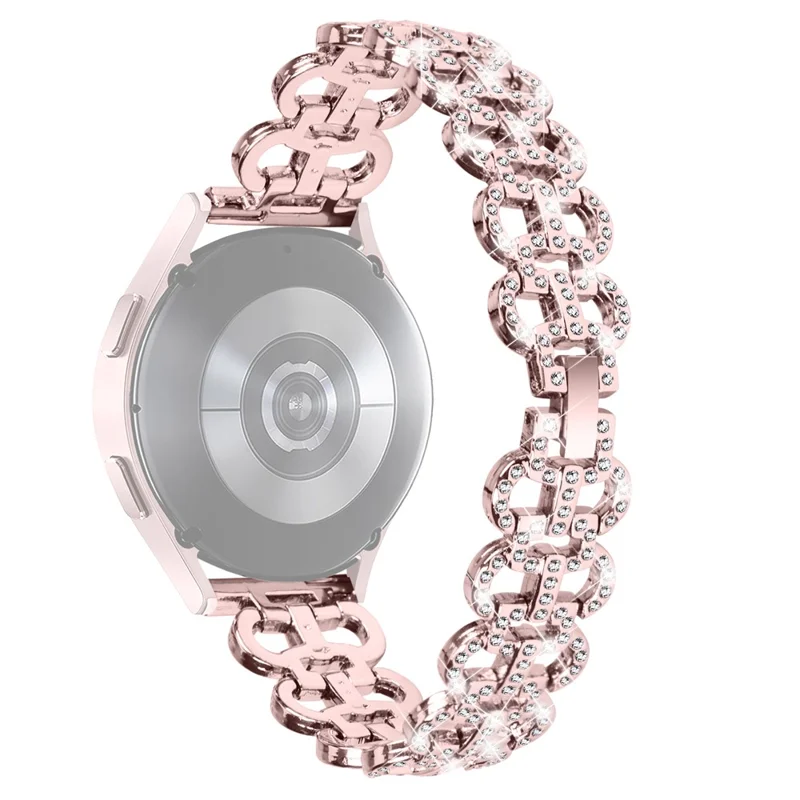 For Huami Amazfit Pop Pro Rhinestones Decor Gourd Shape Watch Band Alloy Strap - Pink