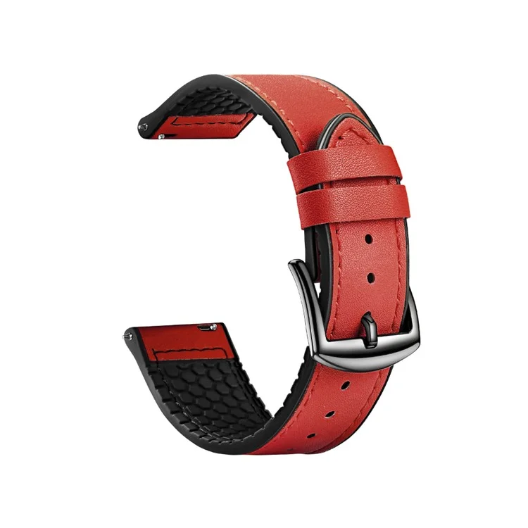 22 mm Oberste Schicht Leder Silikon Uhrengurt Für Huawei Uhr GT 2 Pro 46 mm - Rot