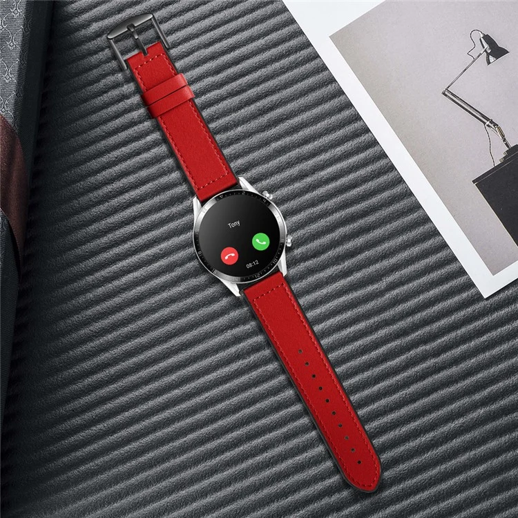 Sangle de Montre en Silicone en Cuir Supérieur de 22 mm Pour Huawei Watch GT 2 Pro 46mm - Rouge