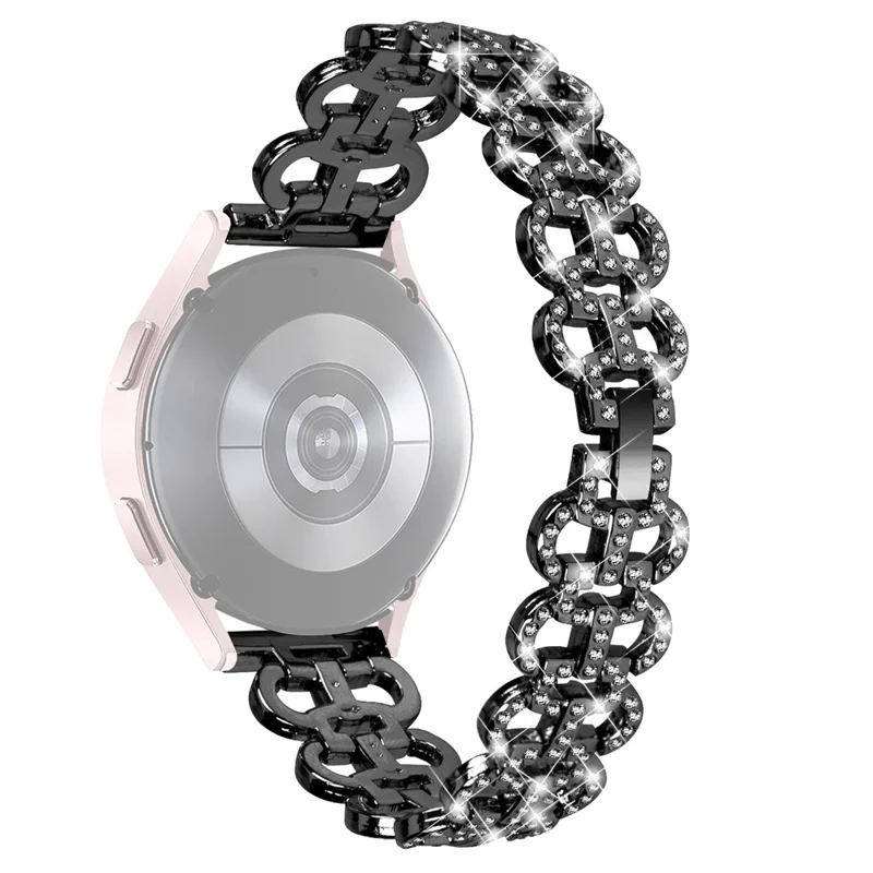 For Garmin Approach S40 / Forerunner 158 Rhinestones Decor Gourd Shape Alloy Watch Band - Black