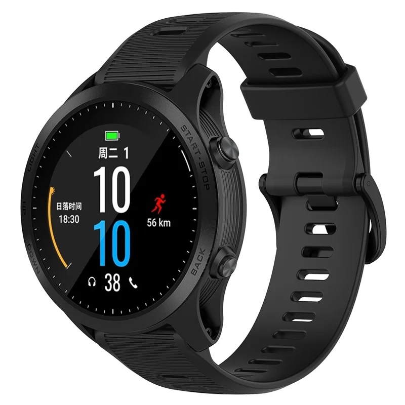 Para Garmin Forerunner 945 / 935 Replacement Wrist Band Steel Buckle Textured Silicone Watch Strap - Preto