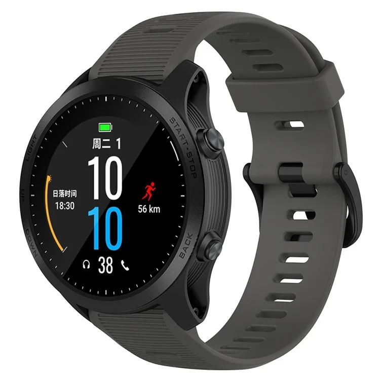 Сменный ремешок для Garmin Forerunner 945 / 935 из нержавеющей стали с текстурированной силиконовой рамкой - серый