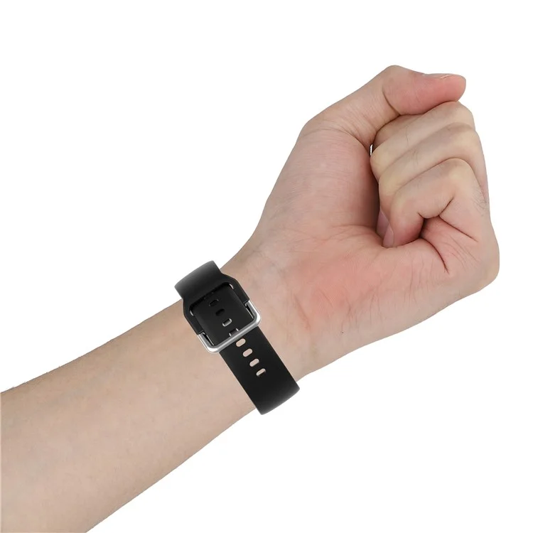 22mm Silicone Watch Strap Silver Buckle [Small Size] for Huawei Watch GT 2 Pro - Black