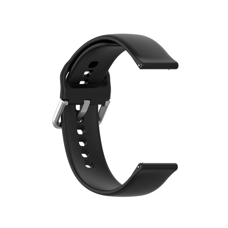 22mm Silicone Watch Strap Silver Buckle [Small Size] for Huawei Watch GT 2 Pro - Black