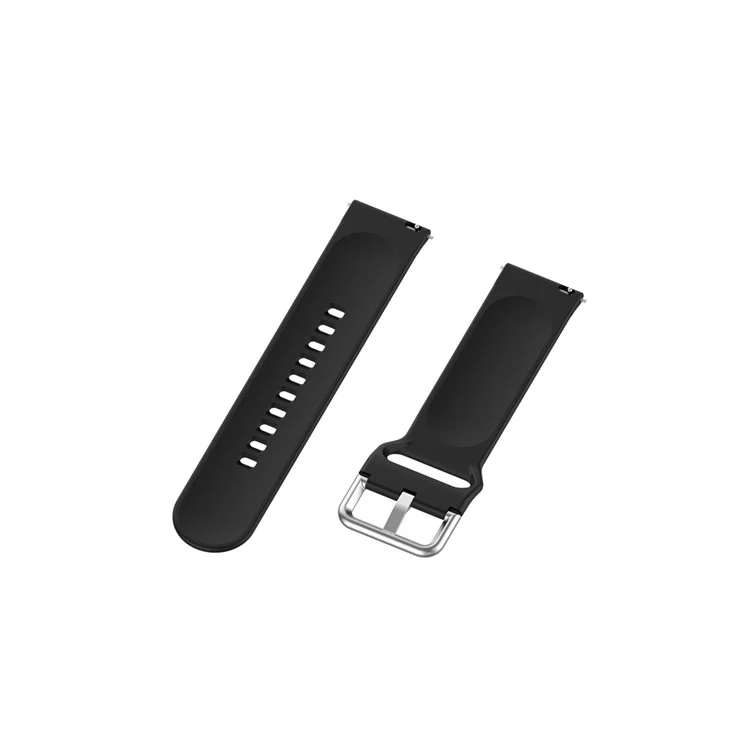 22mm Silicone Watch Strap Silver Buckle [Small Size] for Huawei Watch GT 2 Pro - Black
