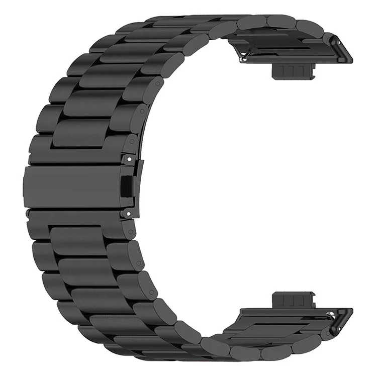 For Huawei Watch Fit 3 Replacement Band 3-Bead Stainless Steel Watch Strap with Tool - Black