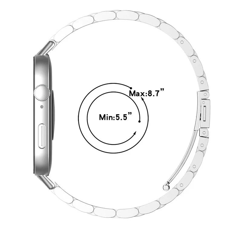 For Huawei Watch Fit 3 Replacement Band 3-Bead Stainless Steel Watch Strap with Tool - Black