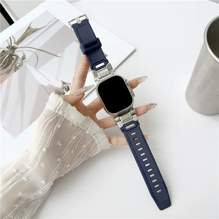 Mechanical Style TPU Watch Strap for Apple Watch Series 10 42mm / 9 8 7 41mm / SE (2023) SE (2022) SE 6 5 4 40mm / 3 2 1 38mm Wrist Band - Dark Blue