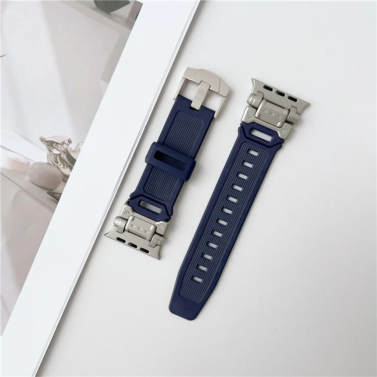Mechanical Style TPU Watch Strap for Apple Watch Series 10 42mm / 9 8 7 41mm / SE (2023) SE (2022) SE 6 5 4 40mm / 3 2 1 38mm Wrist Band - Dark Blue