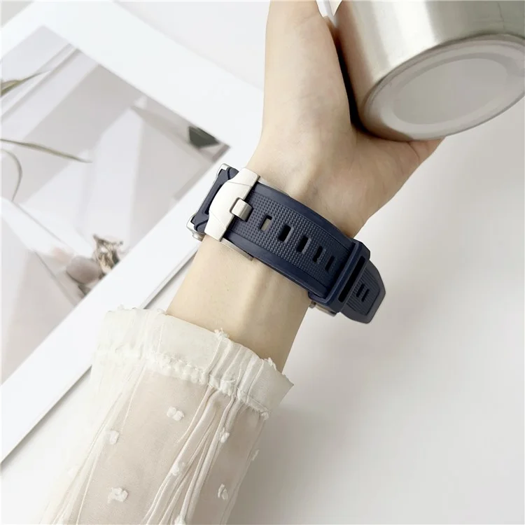 Mechanical Style TPU Watch Strap for Apple Watch Series 10 42mm / 9 8 7 41mm / SE (2023) SE (2022) SE 6 5 4 40mm / 3 2 1 38mm Wrist Band - Dark Blue