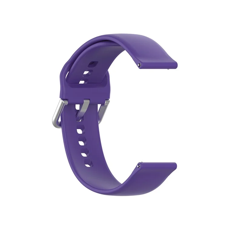 22mm Silicone Watch Strap Silver Buckle [Large Size] for Huawei Watch GT 2 Pro - Purple