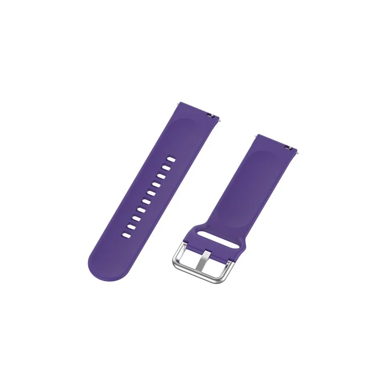 22mm Silicone Watch Strap Silver Buckle [Large Size] for Huawei Watch GT 2 Pro - Purple