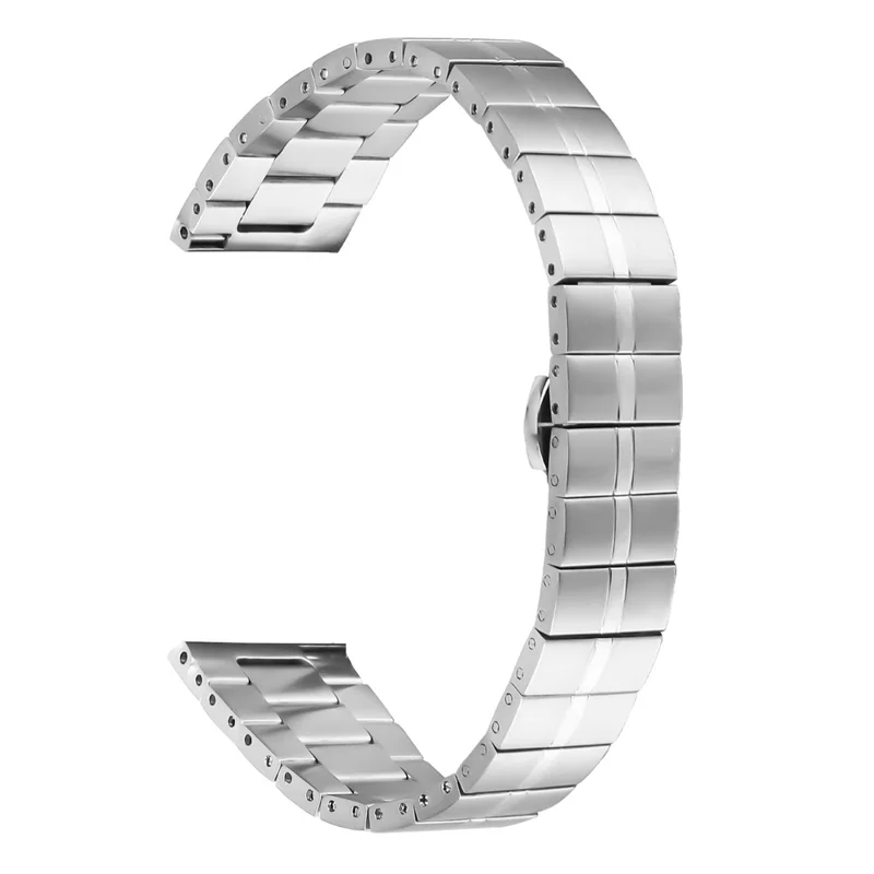 For Huami Amazfit Zepp E Replacement Watch Strap Line Design Stainless Steel Band - Silver