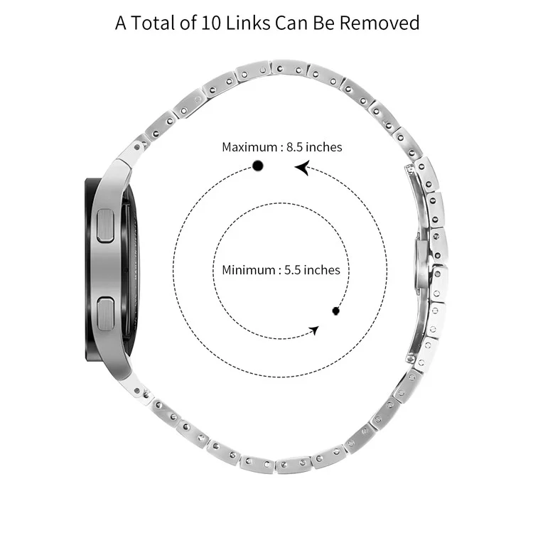 Para Samsung Galaxy Watch FE 40mm / Watch4 / Watch 5 Pro Active Smartwatch de Aço Inoxidável Pulseira - Prata