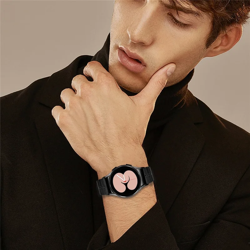 For Samsung Galaxy Watch6 40mm / 44mm / Watch6 Classic 43mm / 47mm Stainless Steel Strap with Quick Release Connector - Black