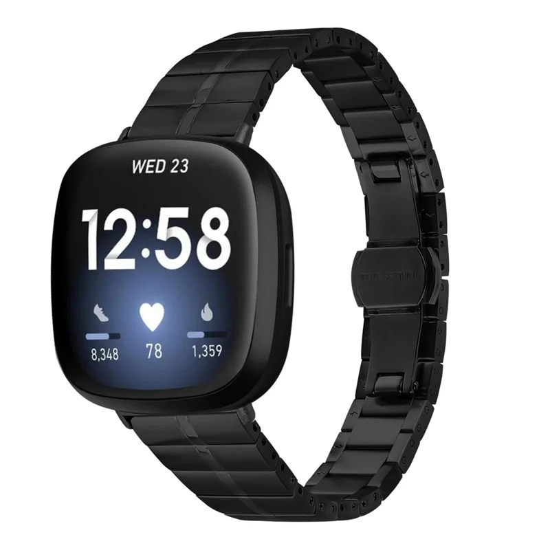 For Fitbit Sense / Versa 3 Stainless Steel Watch Strap Wrist Band Replacement - Black