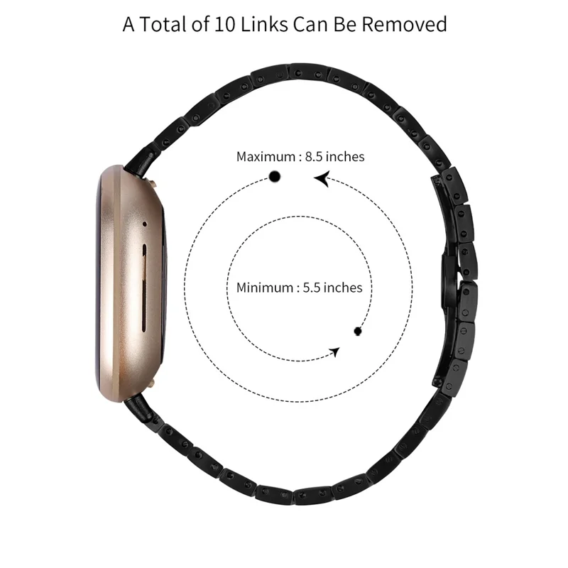 For Fitbit Sense / Versa 3 Stainless Steel Watch Strap Wrist Band Replacement - Black