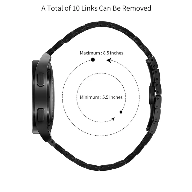 For Ticwatch 2  /  E  /  C2 (Black or Silver Dial) Stainless Steel Watch Strap Replacement Wrist Band - Black