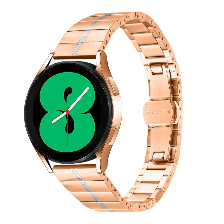 For Pebble 2 / Time Round Stainless Steel Watch Strap Replacement Wrist Band - Rose Gold+Silver